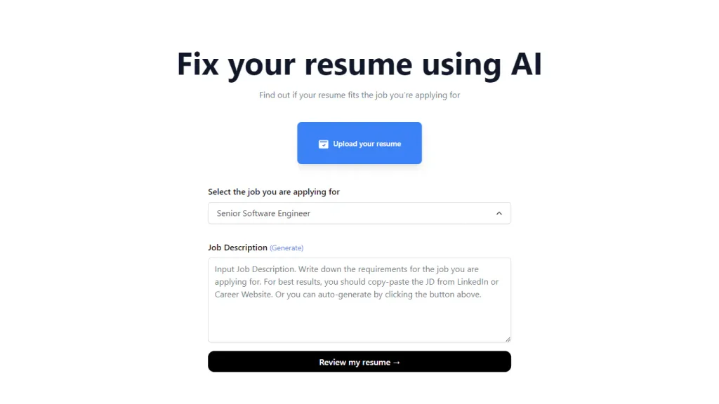 Fix My Resume AI Yard AI Tools